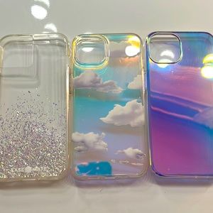 Set of three iridescent iPhone 13 cell phone cases
